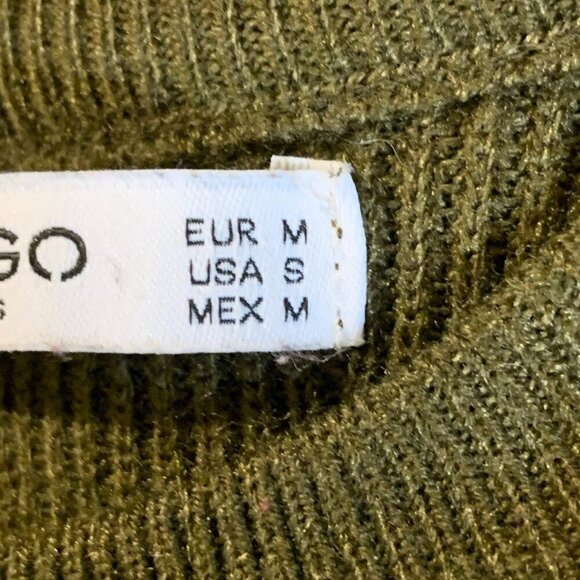 Mango‎ MNG Women's Back Slit Knit Pullover Sweater Dark Green Size S - Picture 7 of 11